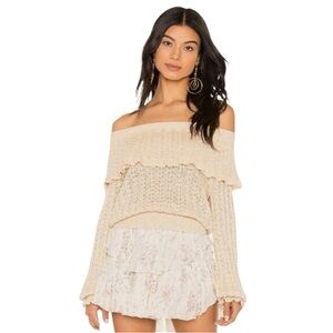 FREE PEOPLE Crazy In Love Off-Shoulder Boho Peasant Sweater S